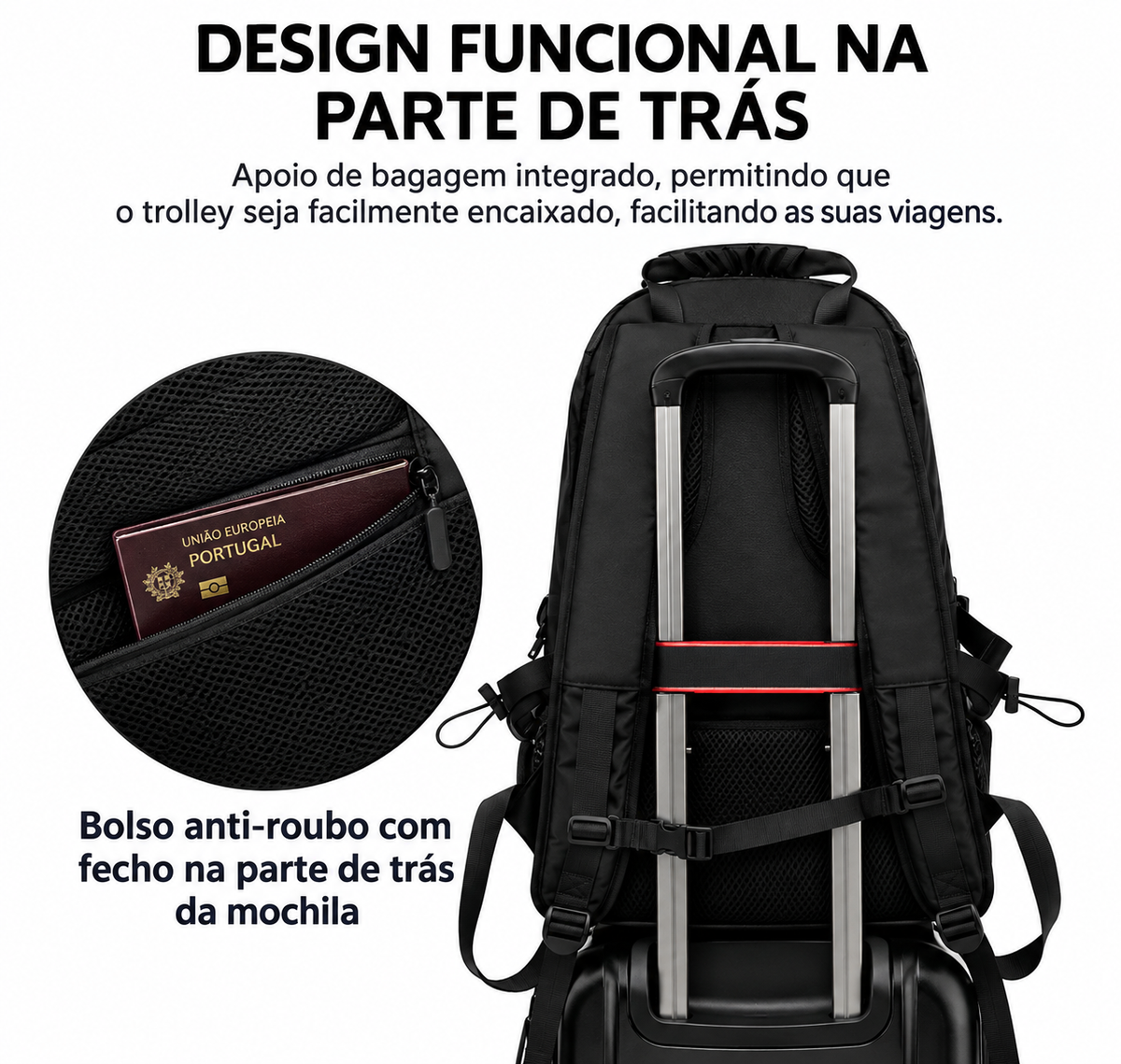 Mochila de Viagem S | 60 x 40 x 23 cm | 2 kg